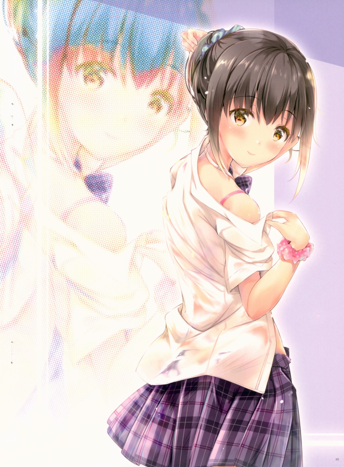 open_shirt oracle_eggs see_through seifuku suihi undressing wet_clothes