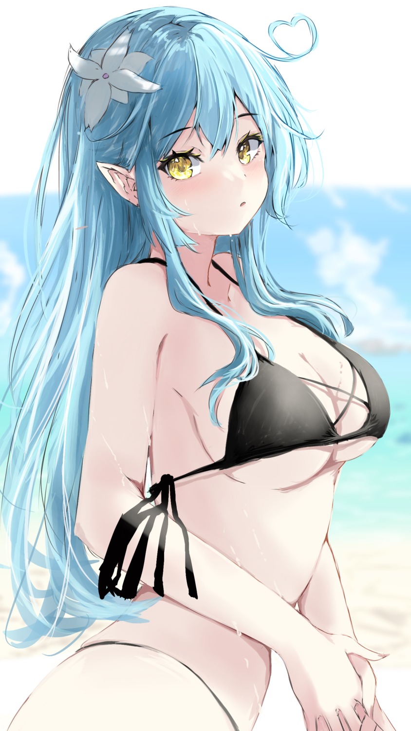 bikini elf hololive pointy_ears swimsuits tazrn1 yukihana_lamy