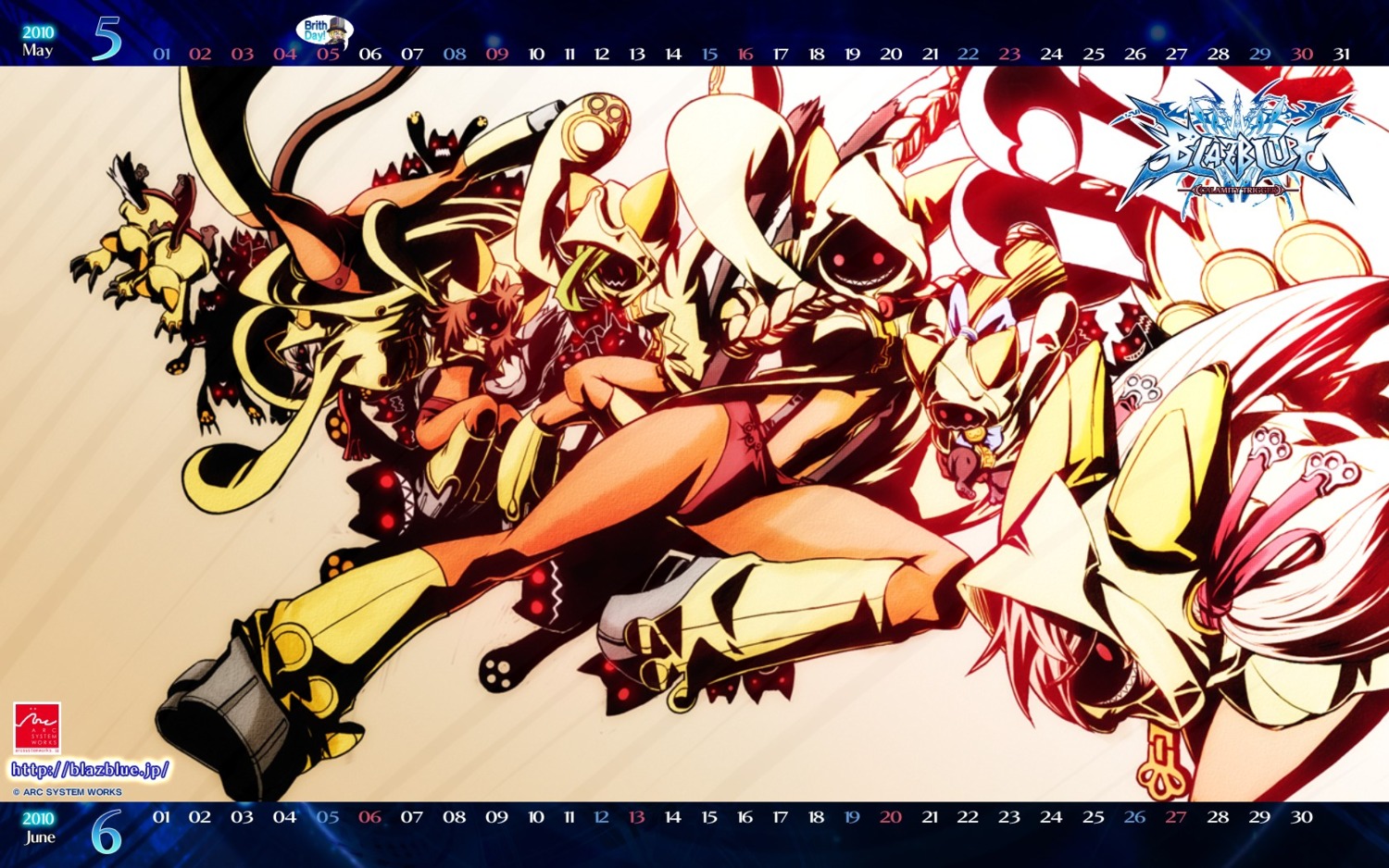 blazblue calendar katou_yuuki mori_toshimichi taokaka wallpaper