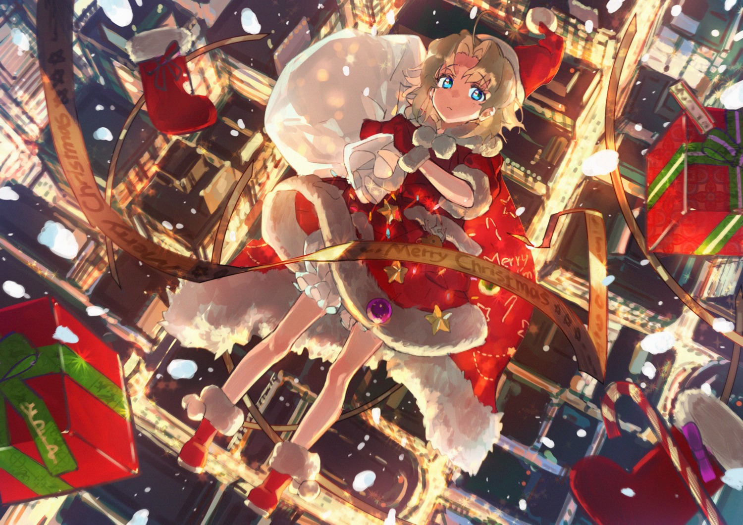 bloomers christmas dress skirt_lift wata_(attaka_taoru)