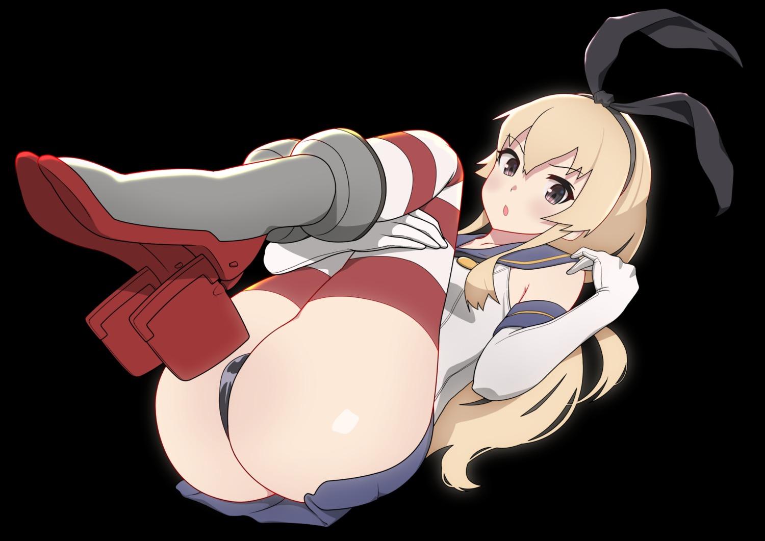 ass cameltoe heels kantai_collection pantsu seifuku shimakaze_(kancolle) skirt_lift thighhighs thong yamano_rita