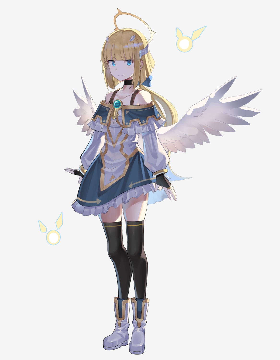 angel dress rin_falcon thighhighs wings