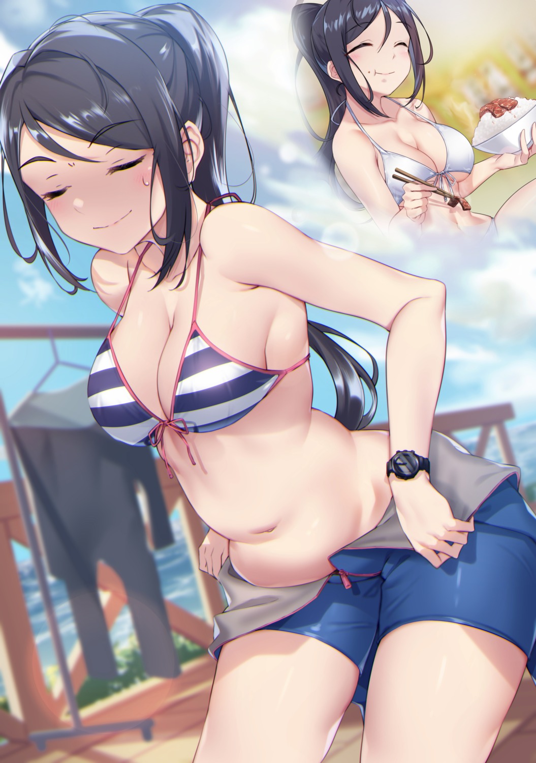 bikini bikini_top love_live!_sunshine!! matsuura_kanan swimsuits undressing yamaori_(yamaorimon)