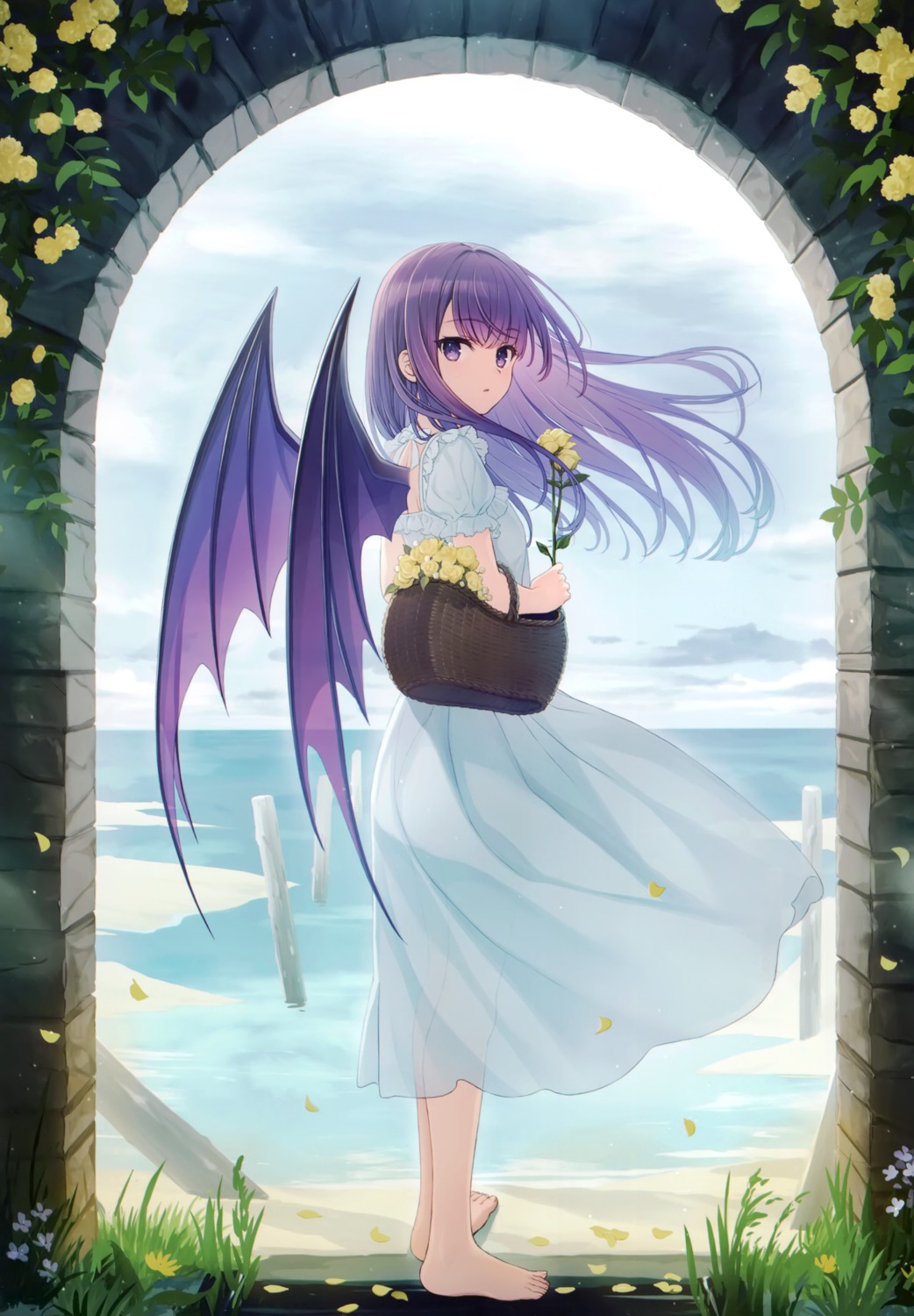 crown dress skirt_lift summer_dress wings yashiro_seika