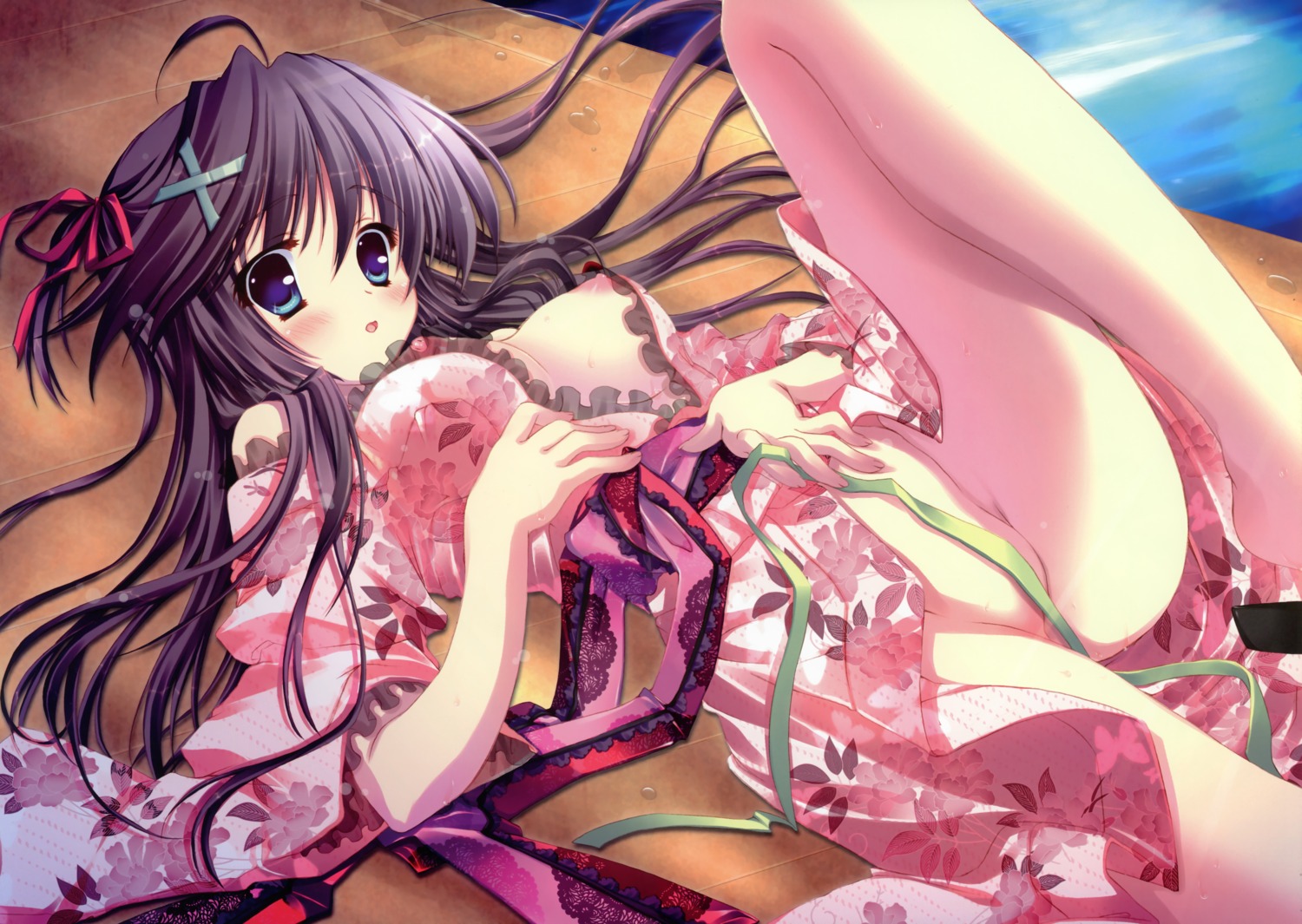 hinamatsuri_touko nipples no_bra nopan yukata