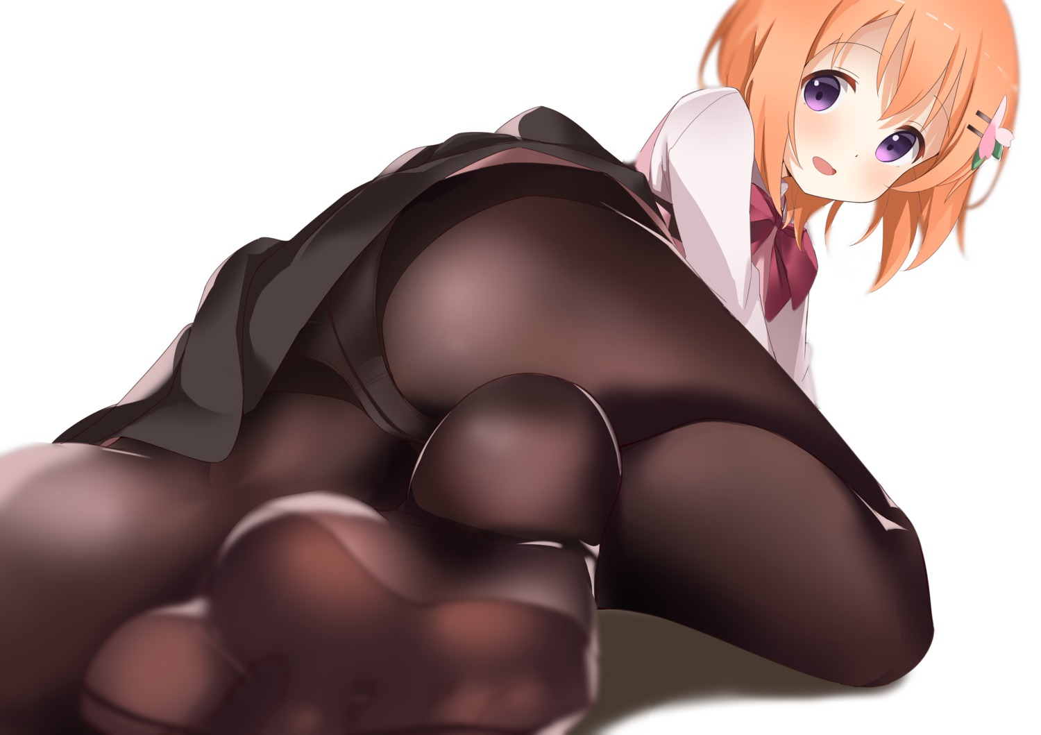 ass feet gochuumon_wa_usagi_desu_ka? guraasan hoto_cocoa pantsu pantyhose skirt_lift waitress