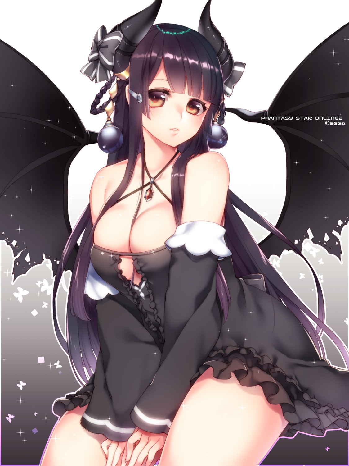 cleavage dress horns imofuki phantasy_star_online_2 wings