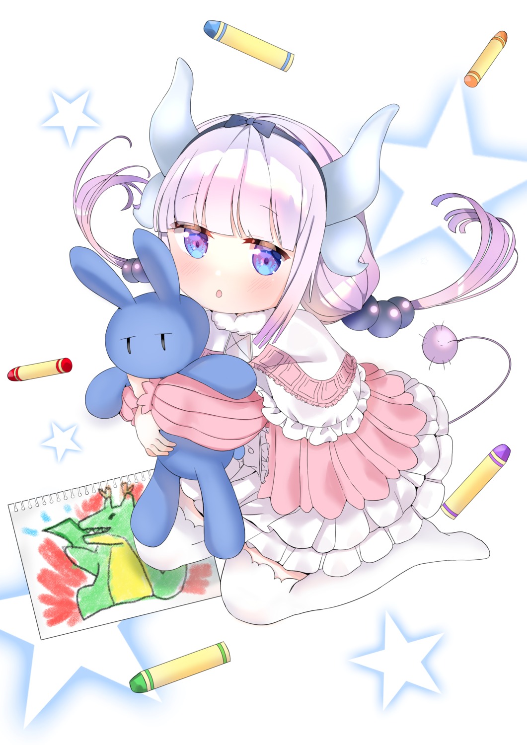 anya_(pixiv_70223585) dress horns kanna_kamui kobayashi-san_chi_no_maid_dragon tail thighhighs