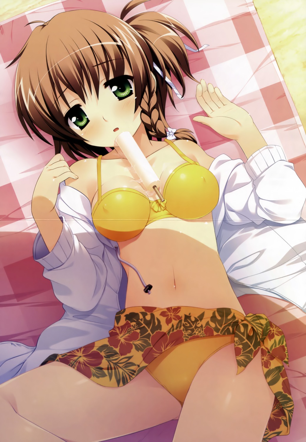 bikini crease kikuchi_nanami mimi_wo_sumaseba open_shirt souryuu swimsuits