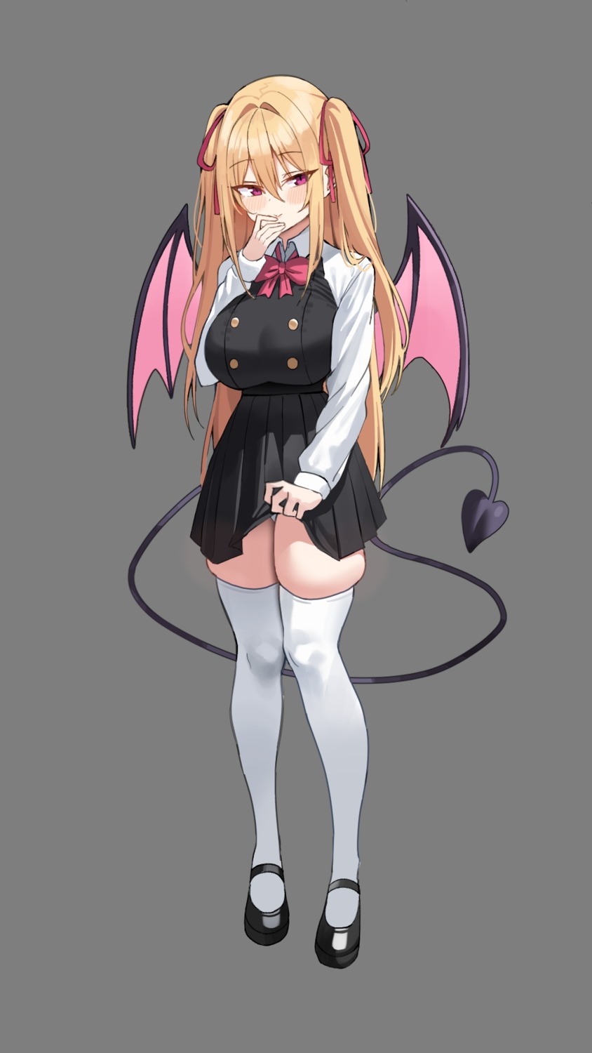 devil k_pring pantsu seifuku skirt_lift tail thighhighs transparent_png wings