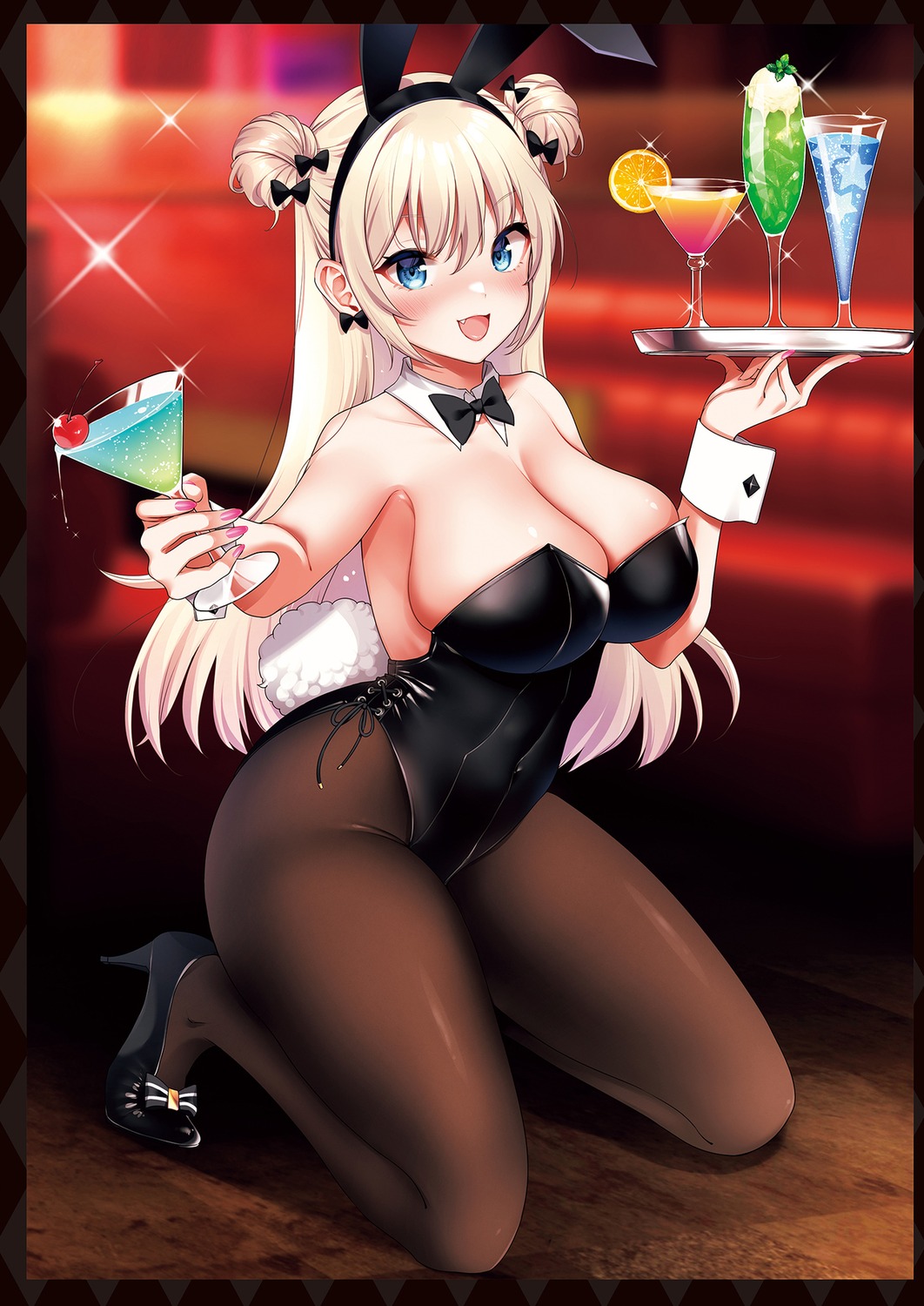 animal_ears bunny_ears bunny_girl heels mojarin no_bra pantyhose