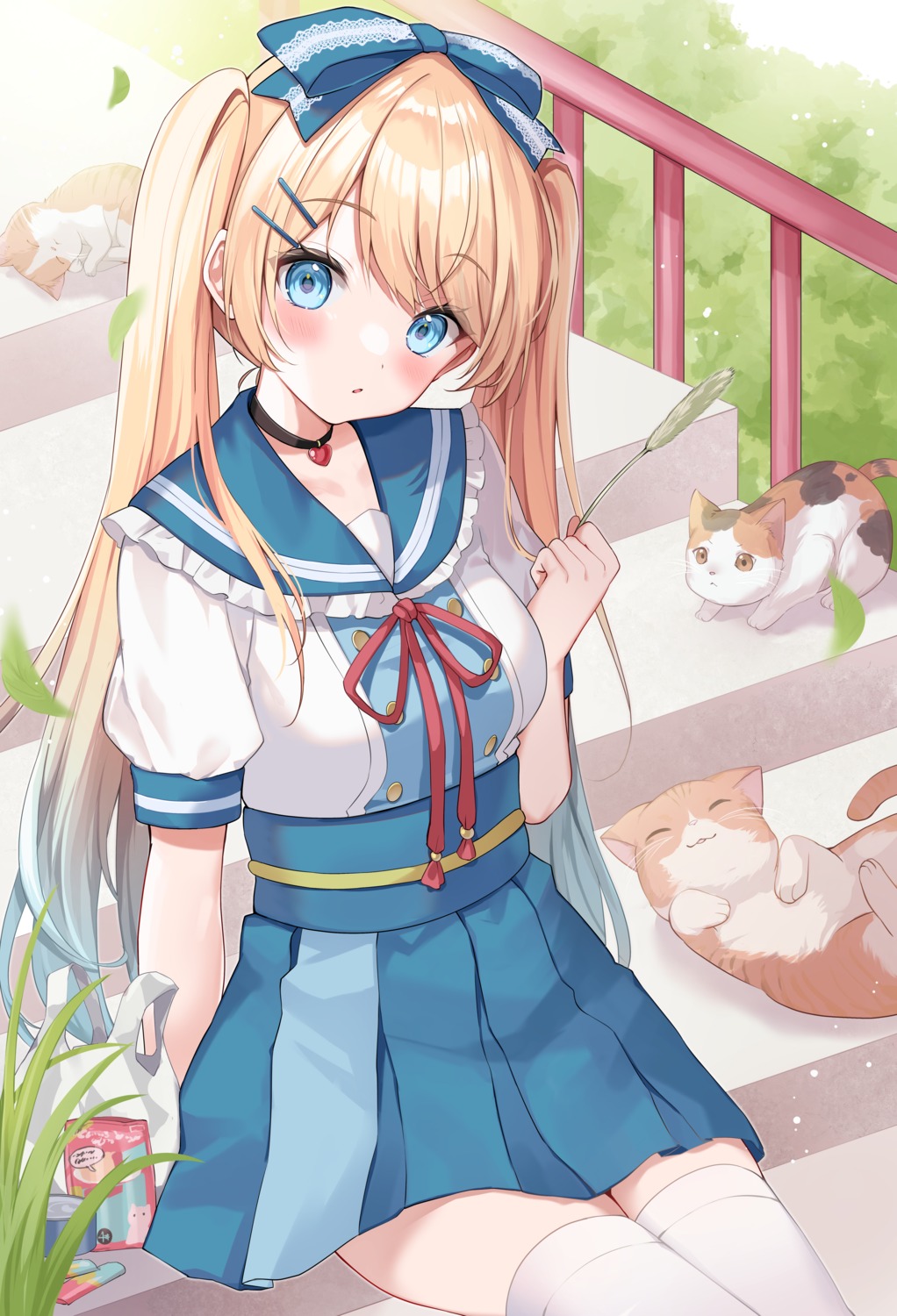 emori_miku_project emu_alice moeko neko seifuku thighhighs