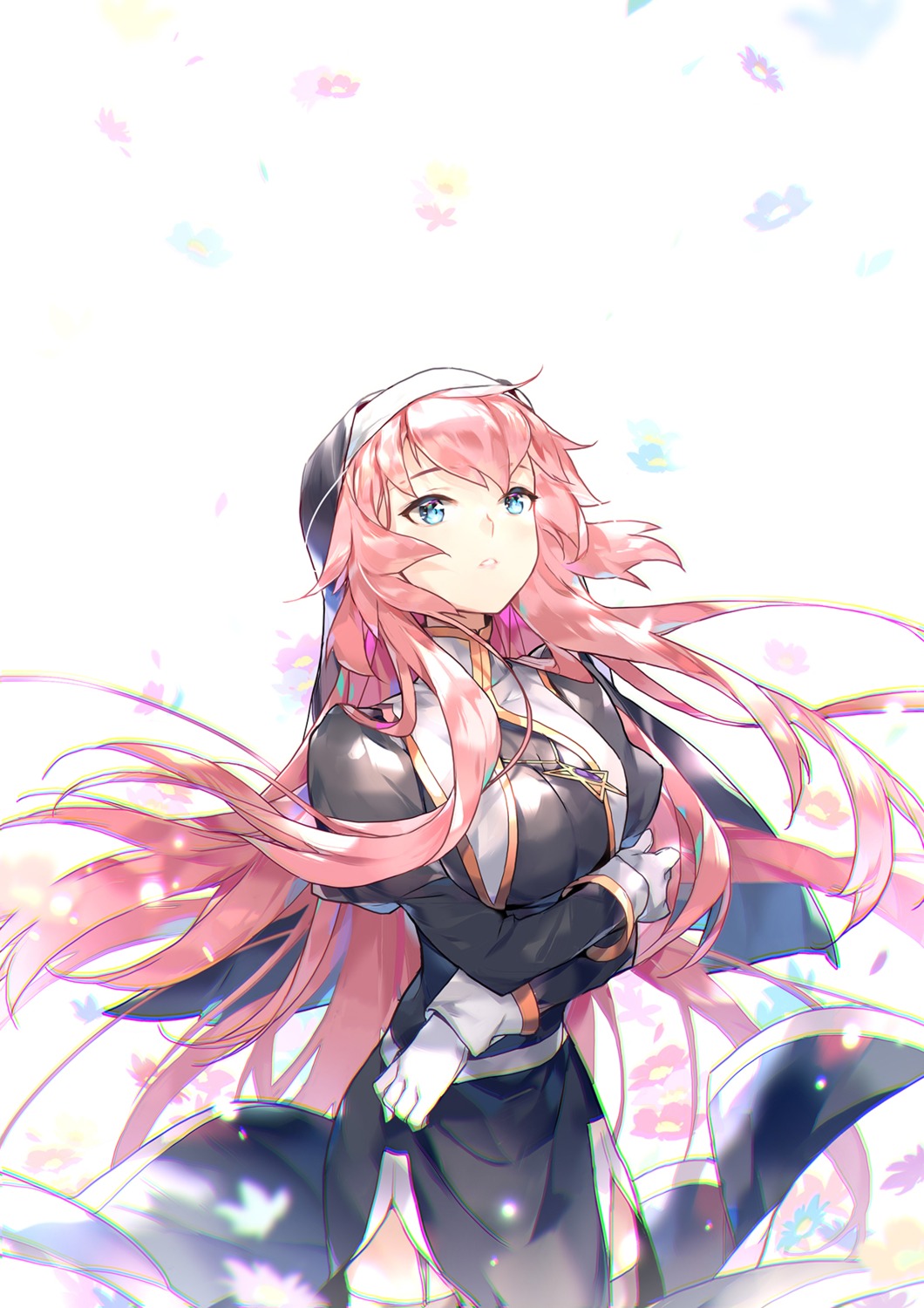 karpin megurine_luka nun palette_(vocaloid) stockings thighhighs vocaloid