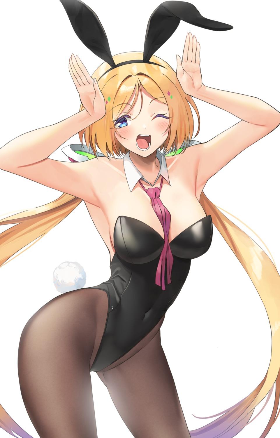 aki_rosenthal animal_ears bunny_ears bunny_girl electriccross hololive no_bra pantyhose tail