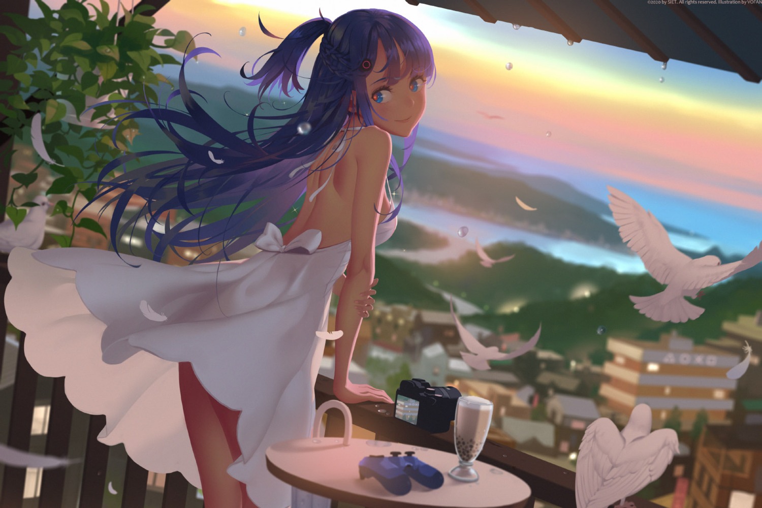 dress no_bra see_through skirt_lift summer_dress vofan