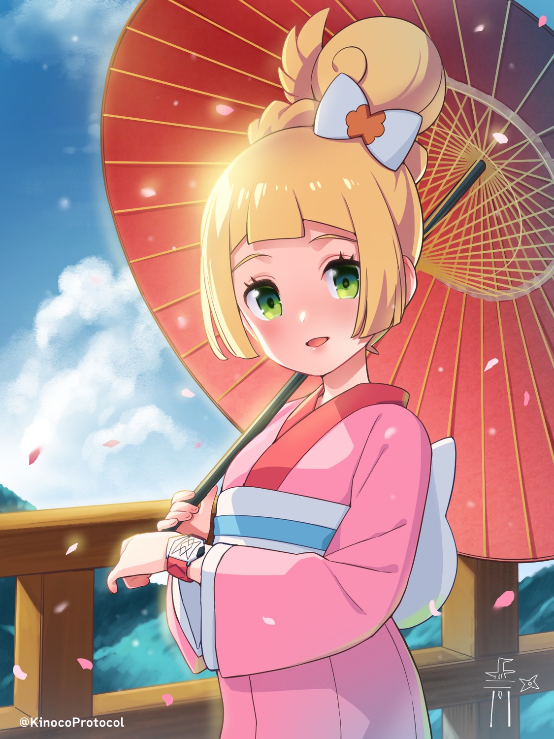 kimono kinocopro lillie_(pokemon) pokemon pokemon_sm pokemon_usum umbrella