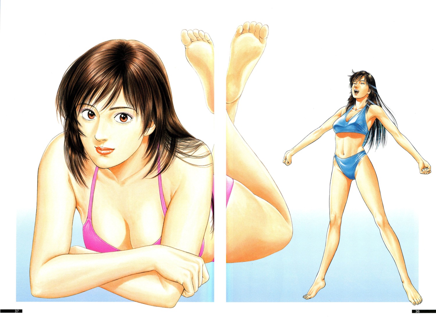 bikini cleavage family_compo feet gap houjou_tsukasa swimsuits wakanae_shion