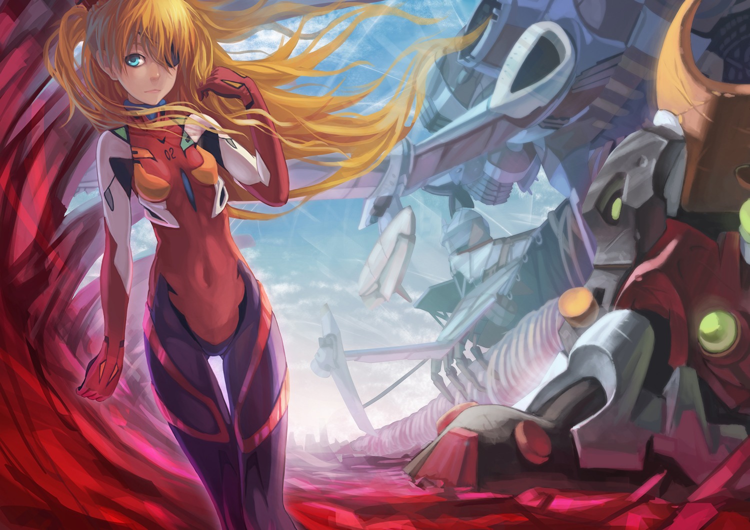 bodysuit eyepatch madyy neon_genesis_evangelion souryuu_asuka_langley