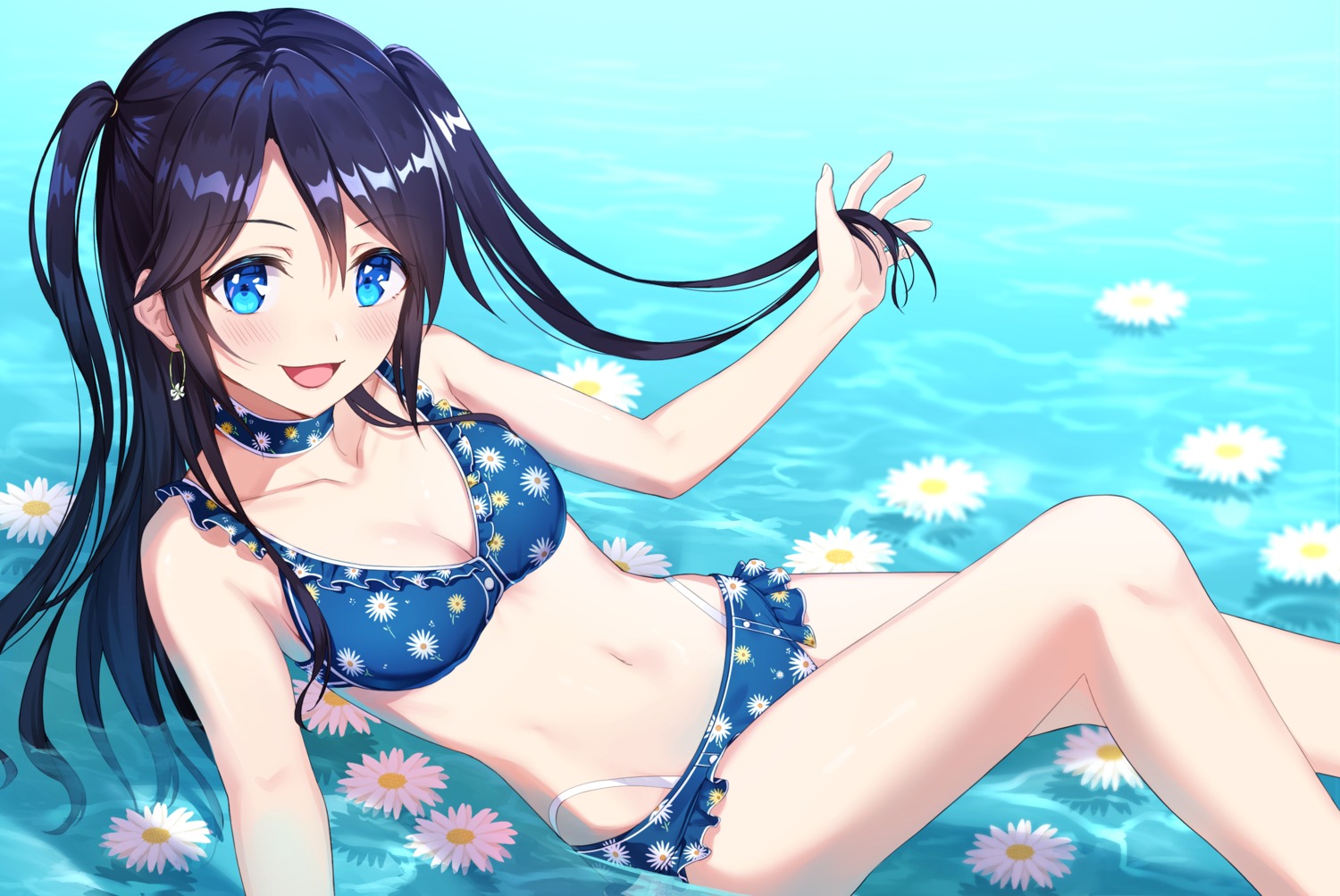 bikini cleavage hachinatsu mitsumine_yuika swimsuits the_idolm@ster the_idolm@ster_shiny_colors wet