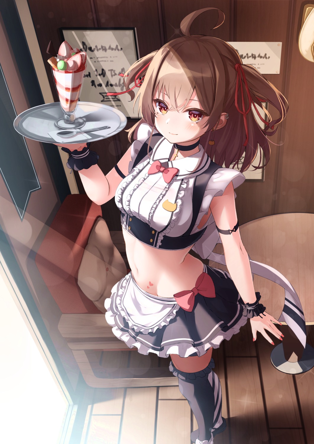 maid nyan_(reinyan_007) thighhighs waitress