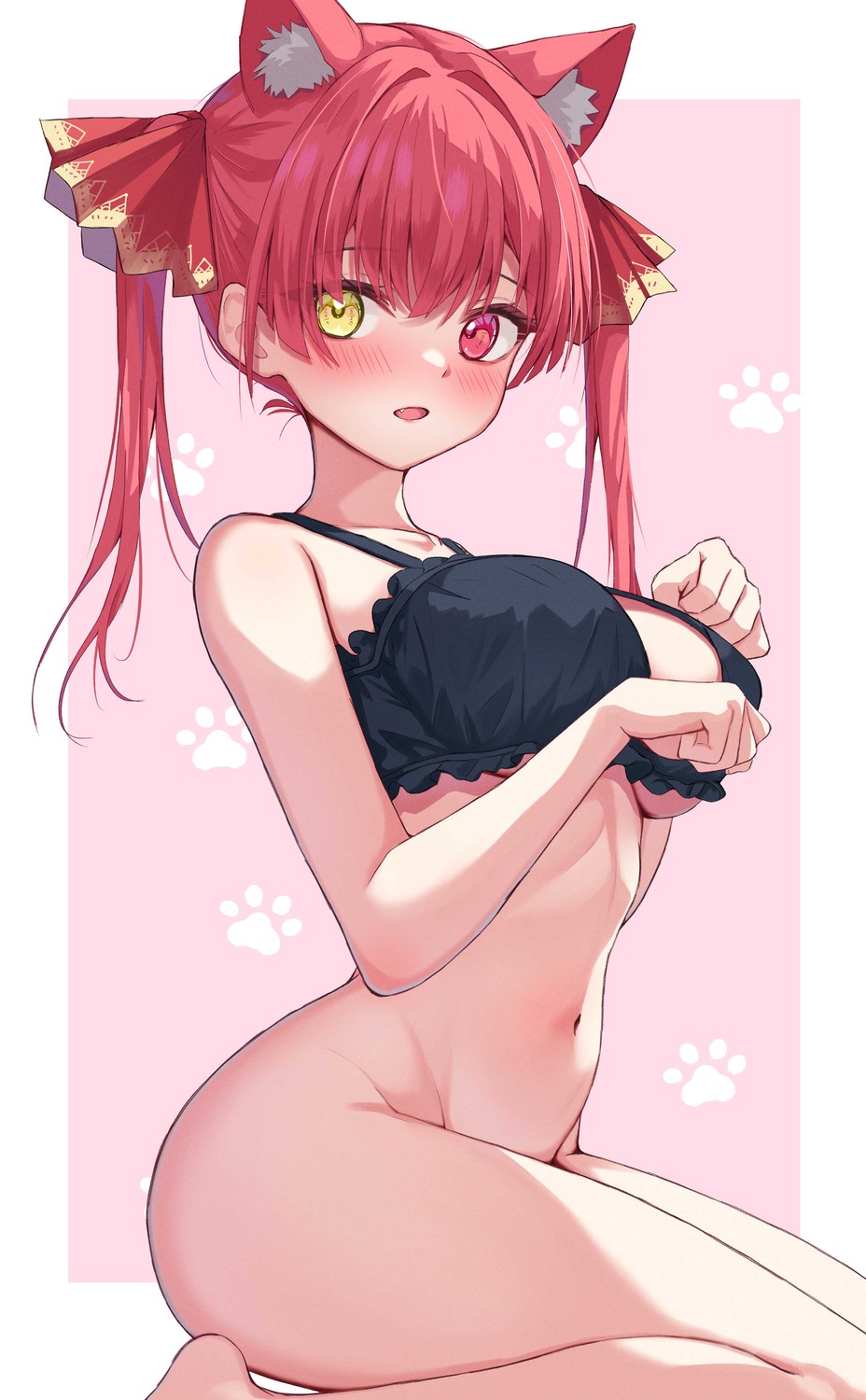 animal_ears bottomless bra heterochromia hololive houshou_marine nekomimi o29sukizero