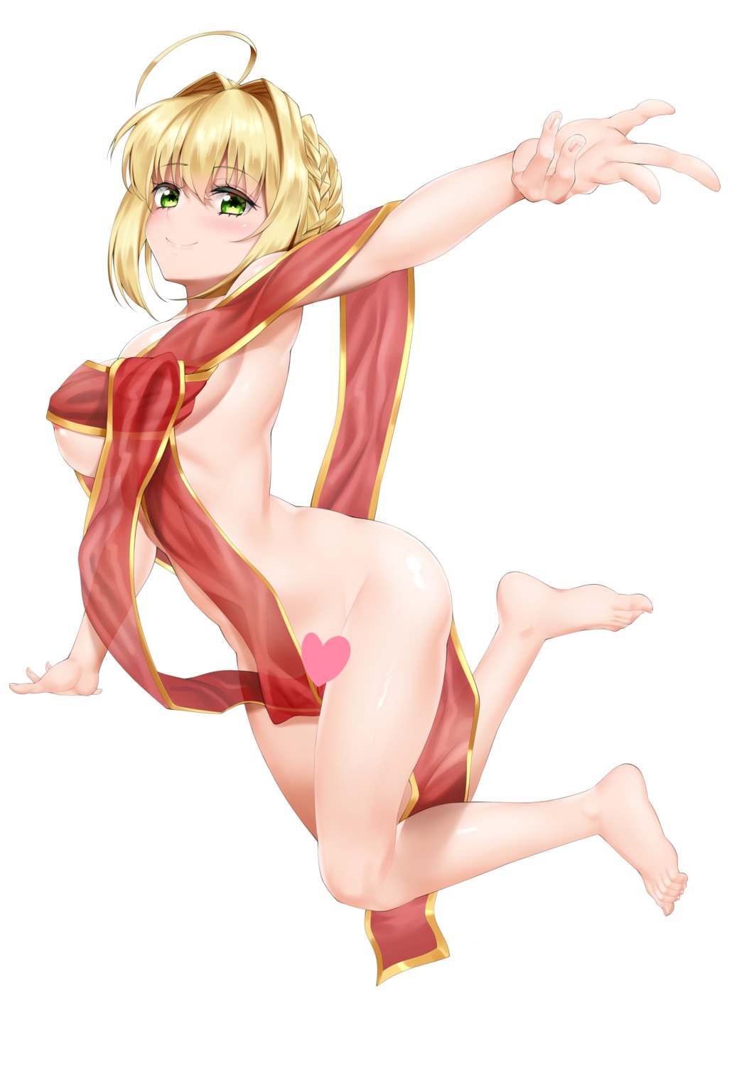 censored fate/extra_last_encore fate/grand_order kong_lang_(skywave) naked_ribbon saber_extra