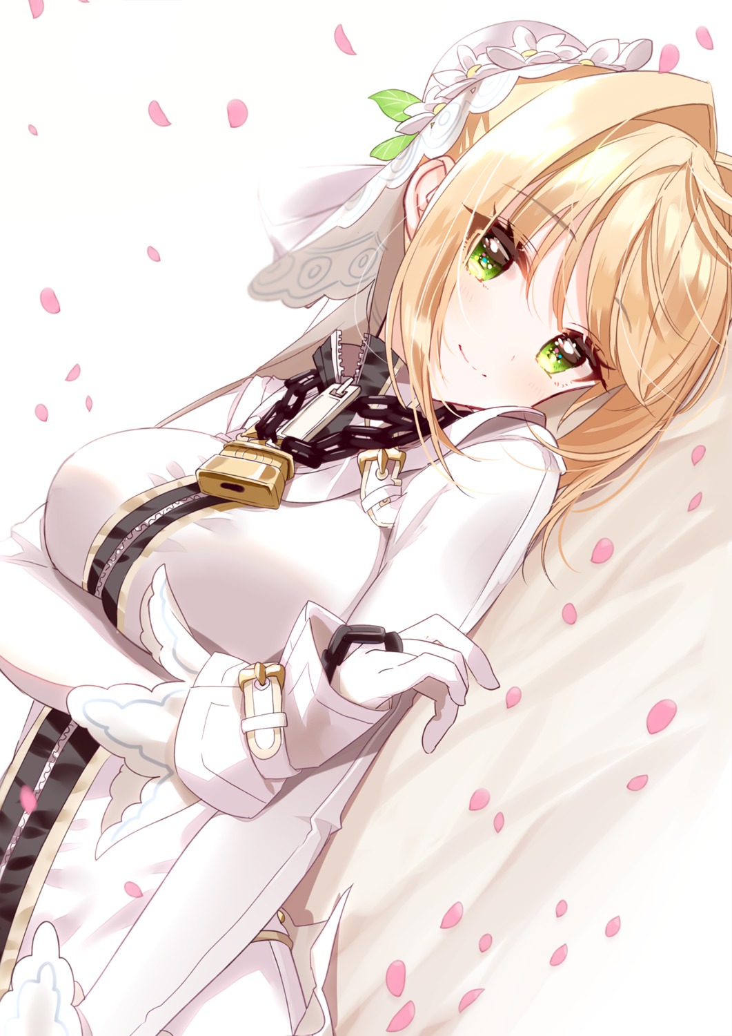 breast_hold fate/extra fate/extra_ccc fate/stay_night misumi_(macaroni) saber_bride saber_extra