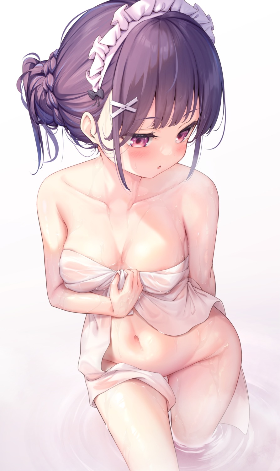 arata_(xin) breast_hold see_through towel wet