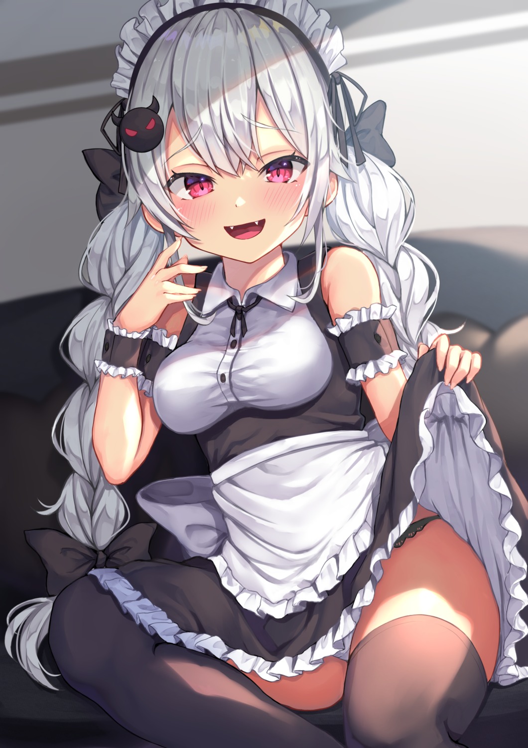 maid pantsu skirt_lift thighhighs wowoguni