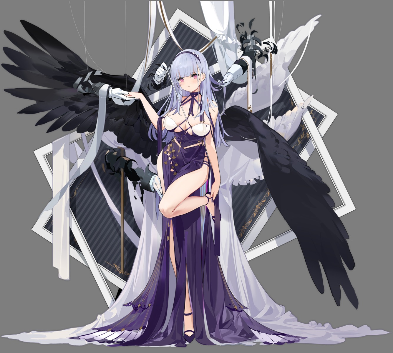 azur_lane chinadress dido_(azur_lane) kincora no_bra transparent_png wings