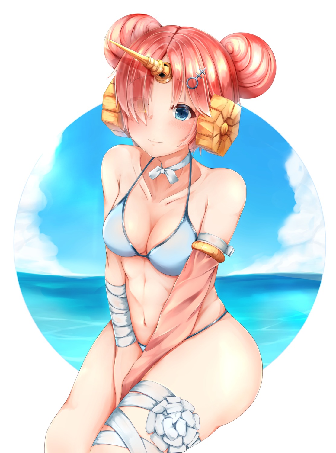 bandages bikini cleavage fate/grand_order frankenstein's_monster_(fate) horns noa_(letizia) swimsuits