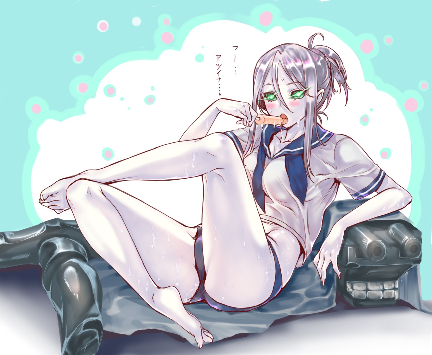 cleavage cream feet kantai_collection katase_minami pantsu seifuku ta-class_battleship