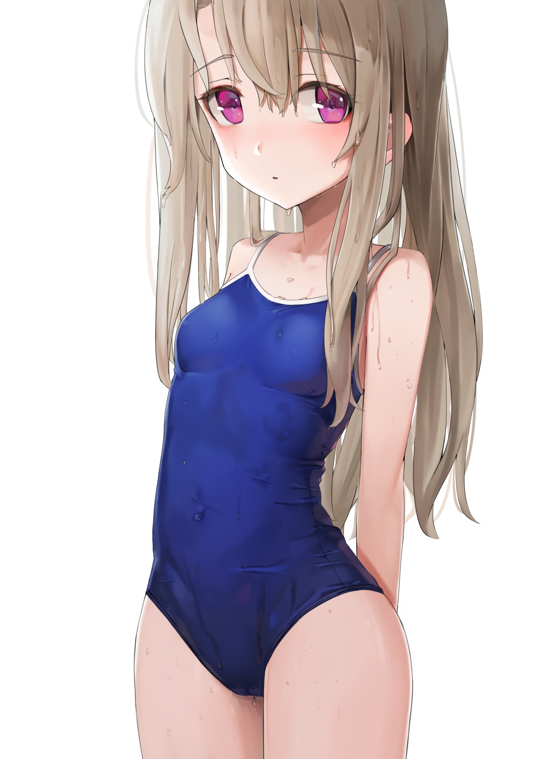 fate/kaleid_liner_prisma_illya fate/stay_night illyasviel_von_einzbern loli school_swimsuit sunga2usagi swimsuits wet wet_clothes