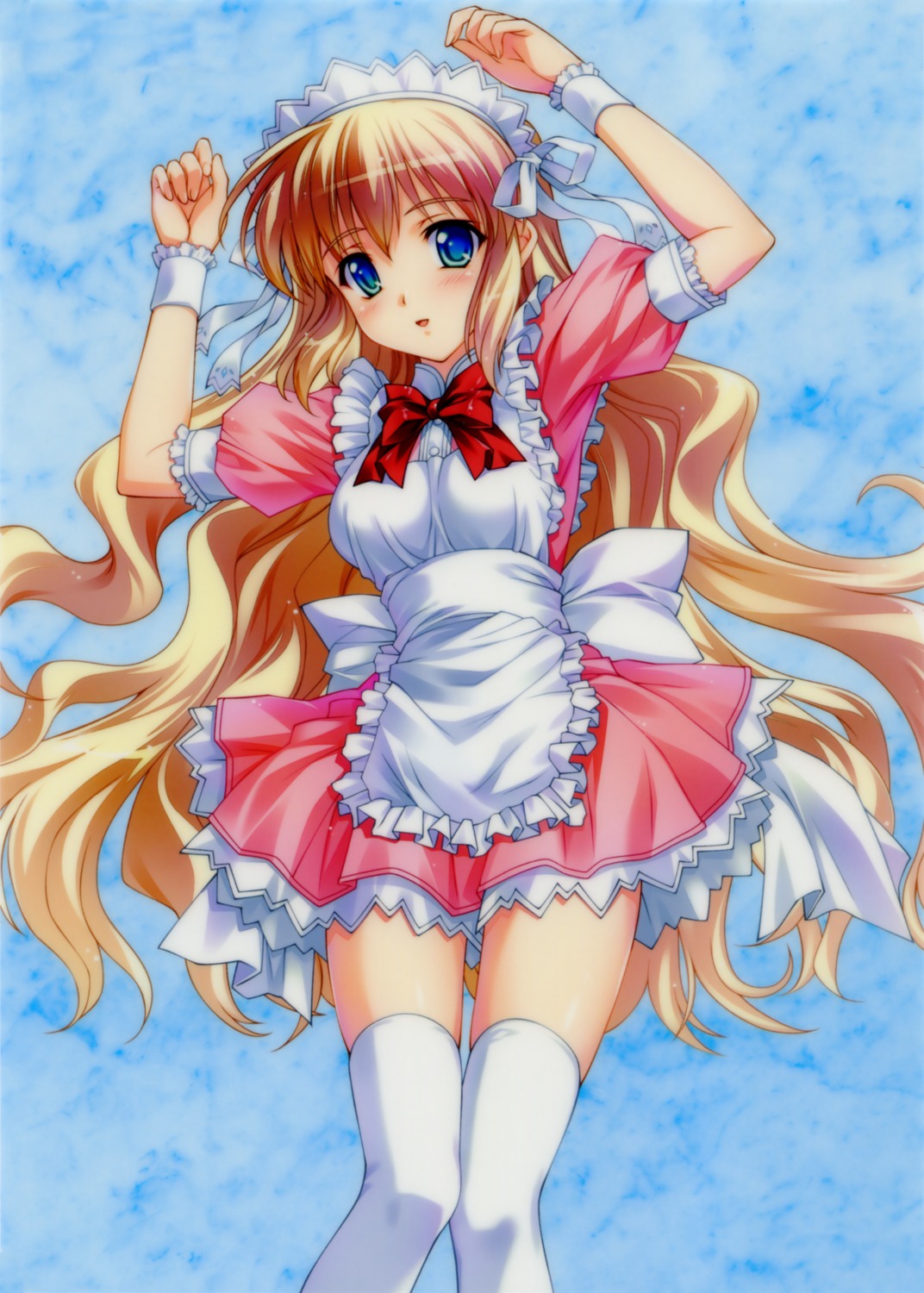 amber_quartz dreamparty maid mochizuki_nayuta thighhighs tsukasa_yuuki waitress