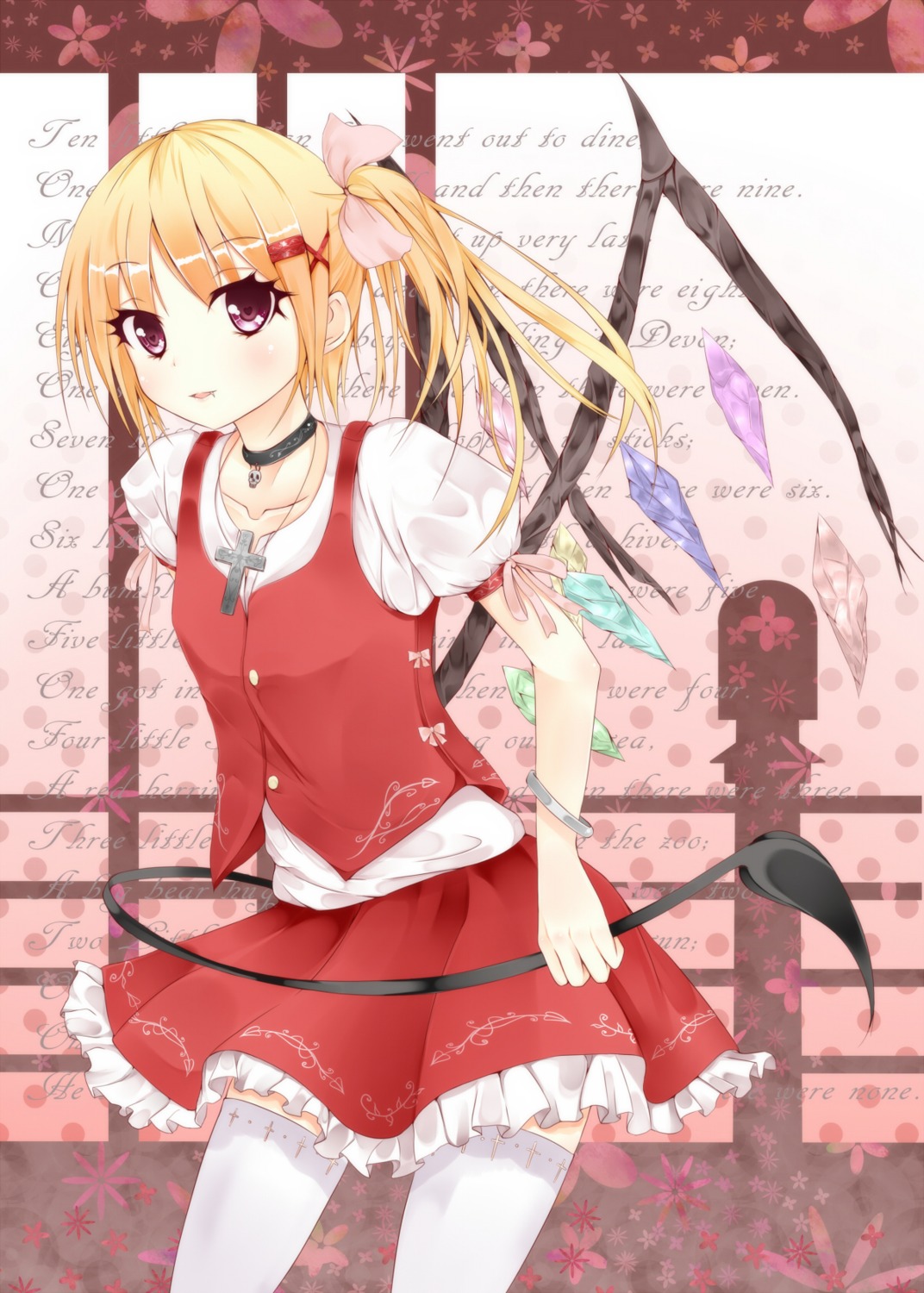 amatsuki_hotaru flandre_scarlet tail thighhighs touhou wings