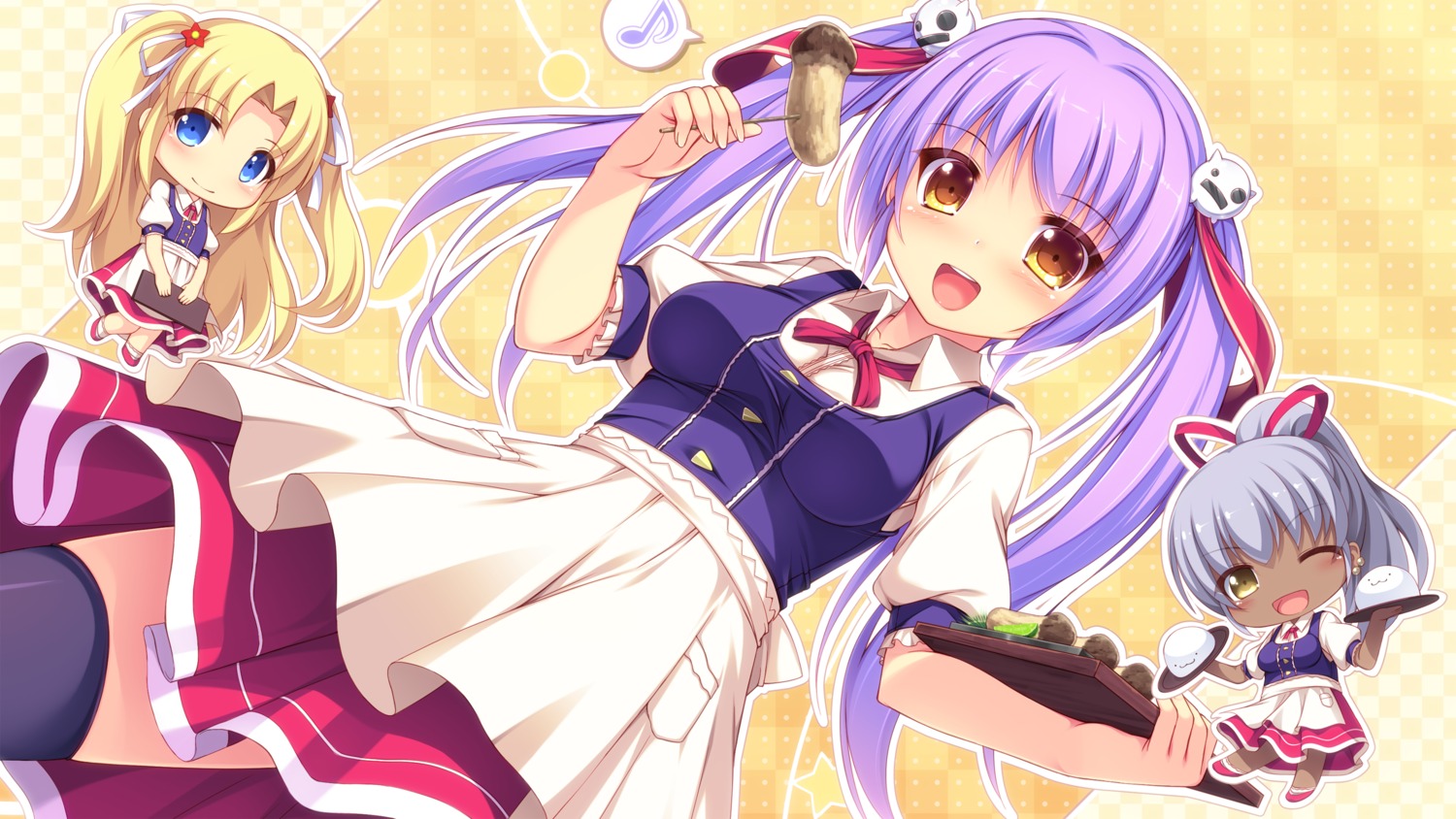 carlyle_mel chibi chloe_meltrum kageira monica_russell ryuuyoku_no_melodia thighhighs waitress wallpaper whirlpool