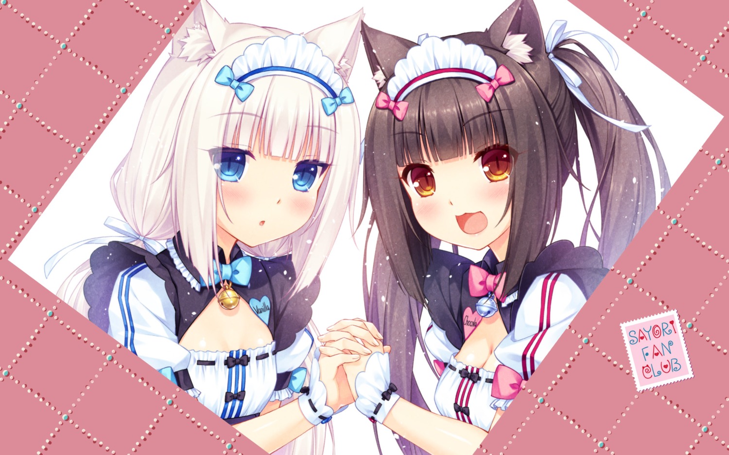 animal_ears chocola cleavage maid nekomimi nekopara sayori vanilla waitress wallpaper