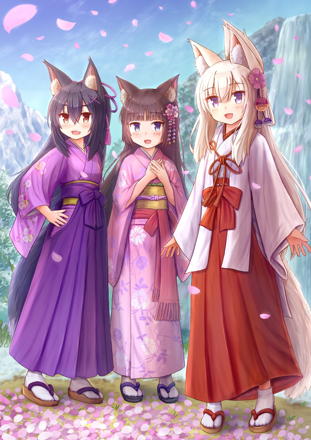 animal_ears iroha_(iroha_matsurika) japanese_clothes kitsune miko nekomimi tail yukata