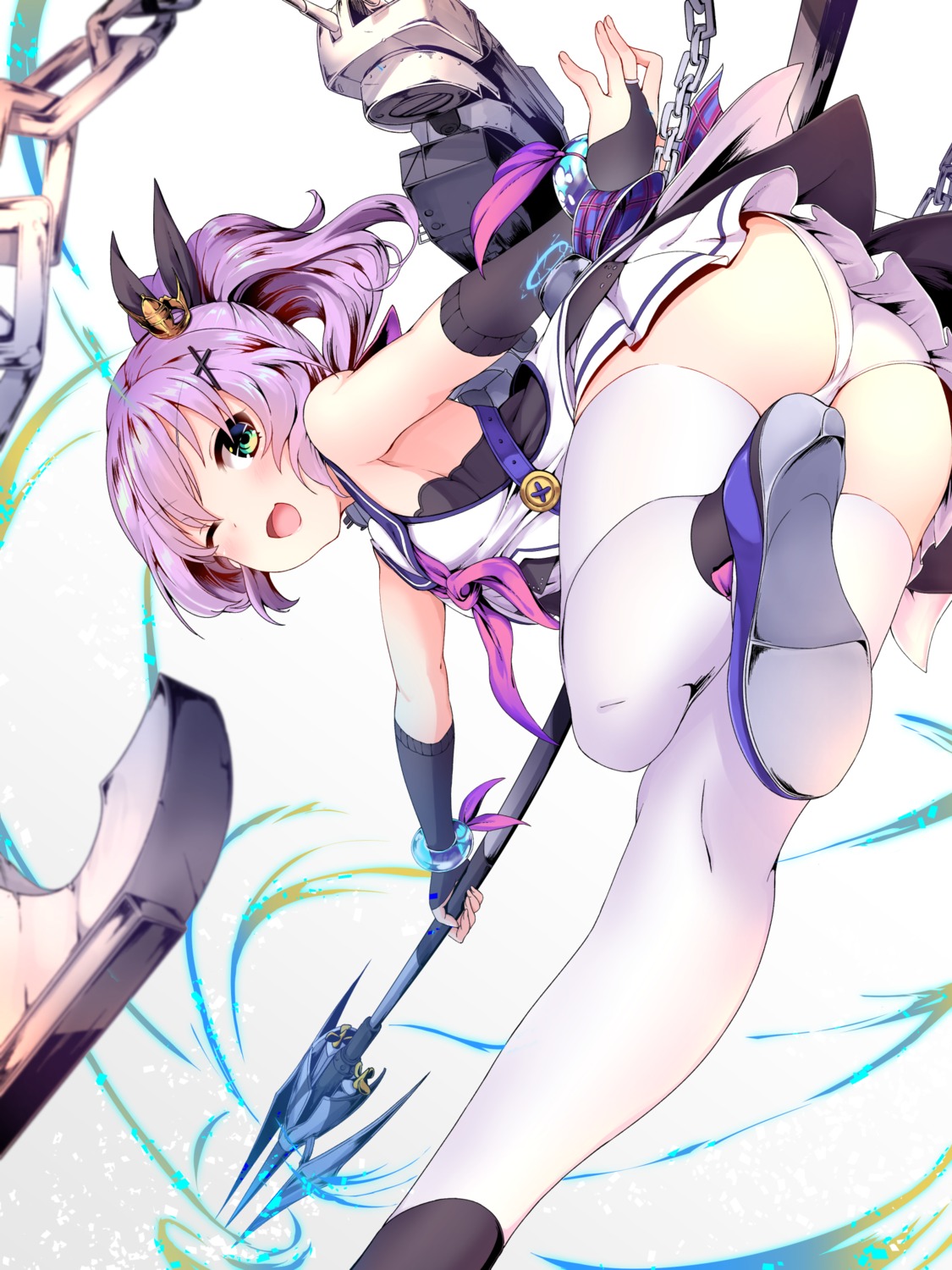 ass azur_lane heels javelin_(azur_lane) nemeneko_6 pantsu seifuku thighhighs weapon