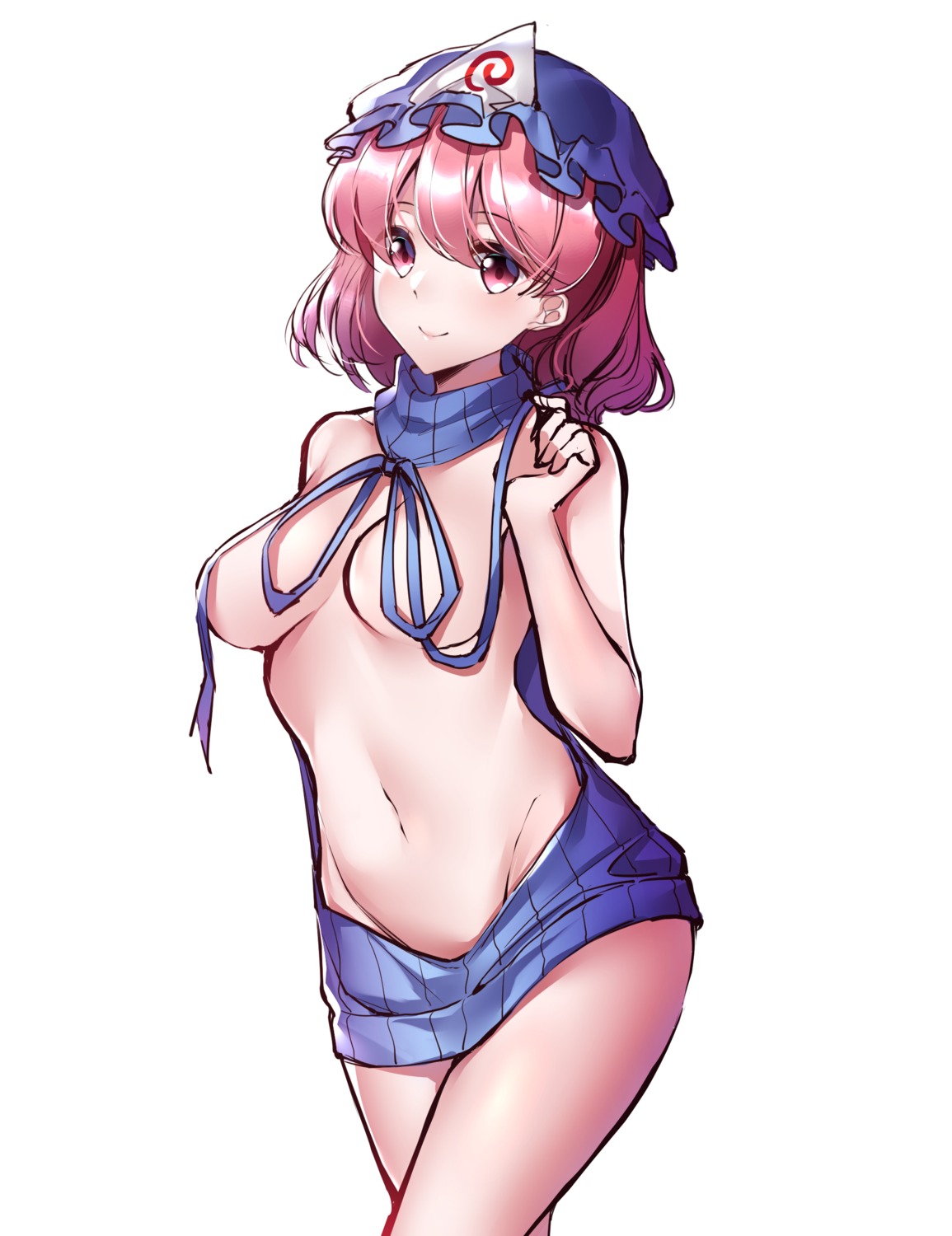 breasts gem_oblivion no_bra nopan saigyouji_yuyuko sweater touhou