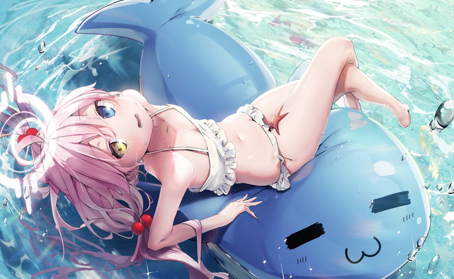 amamami_prime bikini blue_archive halo heterochromia swimsuits takanashi_hoshino