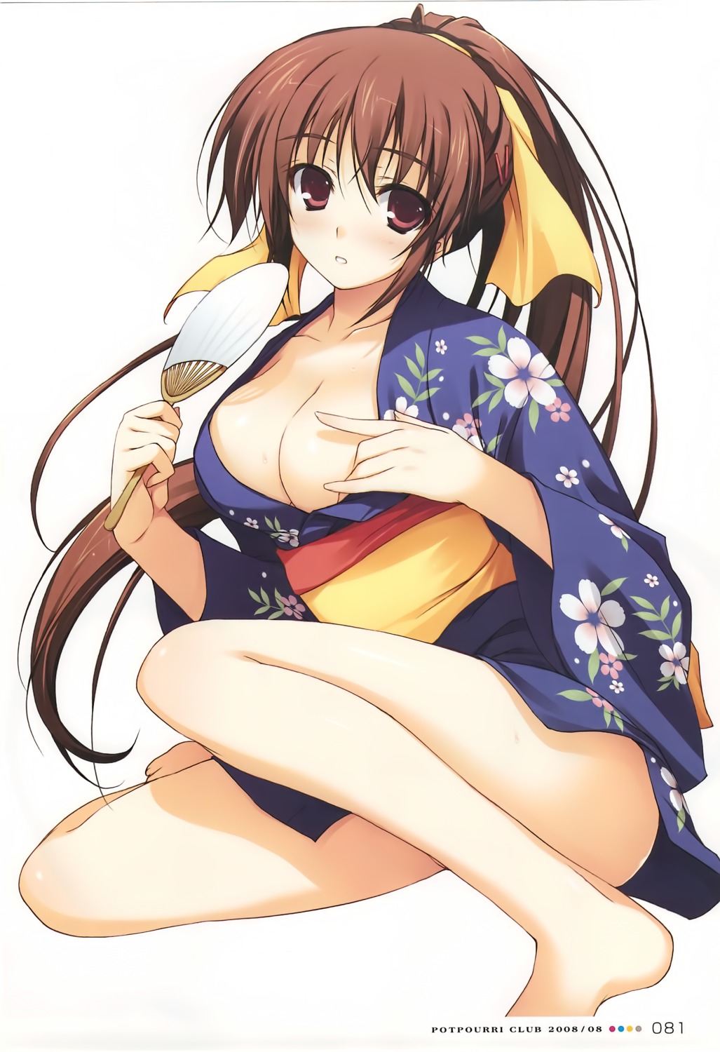 cleavage kimono no_bra open_shirt tomose_shunsaku