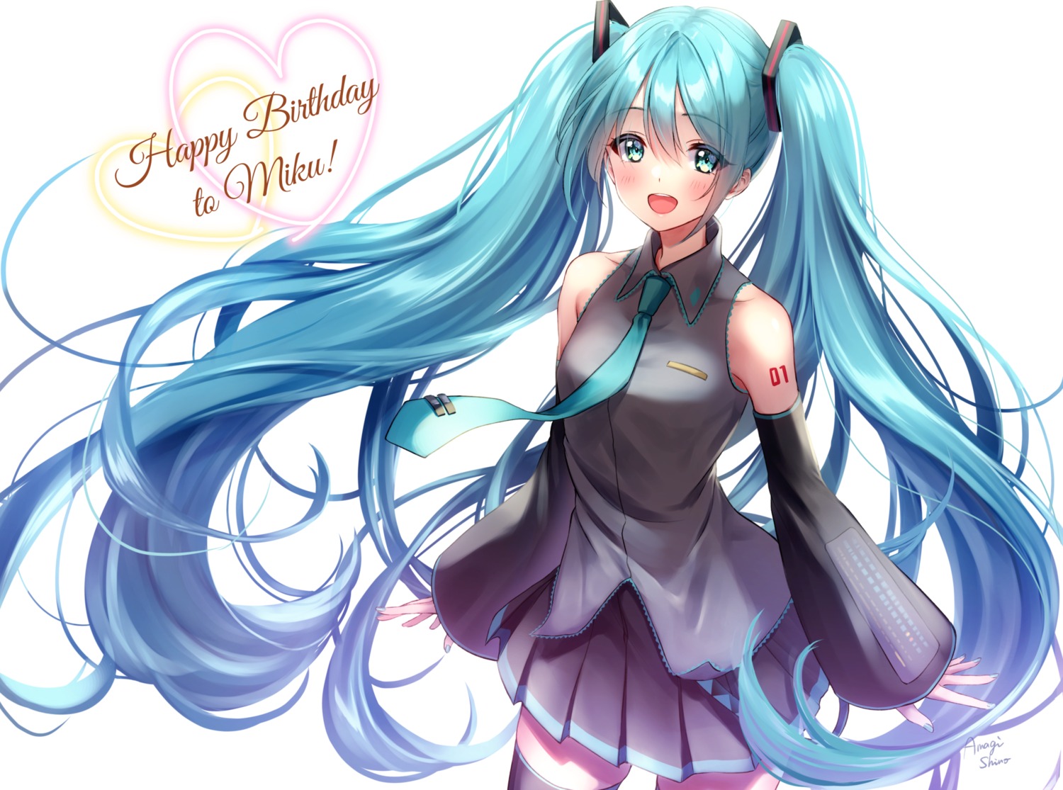 amagi_shino hatsune_miku tattoo thighhighs vocaloid