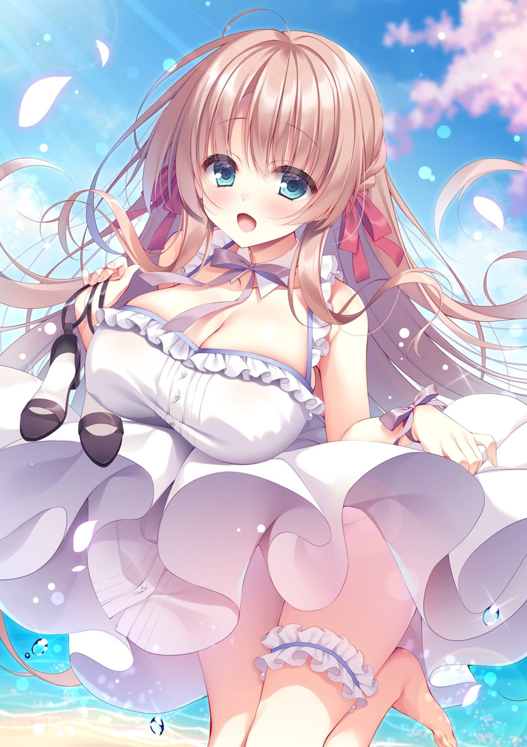 cleavage dress garter skirt_lift summer_dress yatanuki_kei