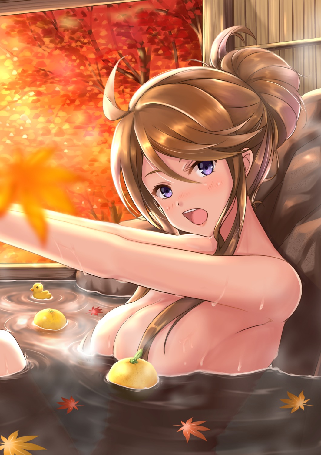 bathing naked onsen the_idolm@ster the_idolm@ster_million_live! tokoro_megumi wet yuzuyu_(hyui)