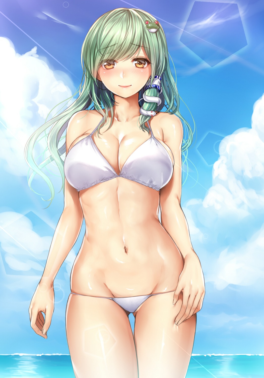 bikini cleavage kanzaki_maguro kochiya_sanae swimsuits touhou