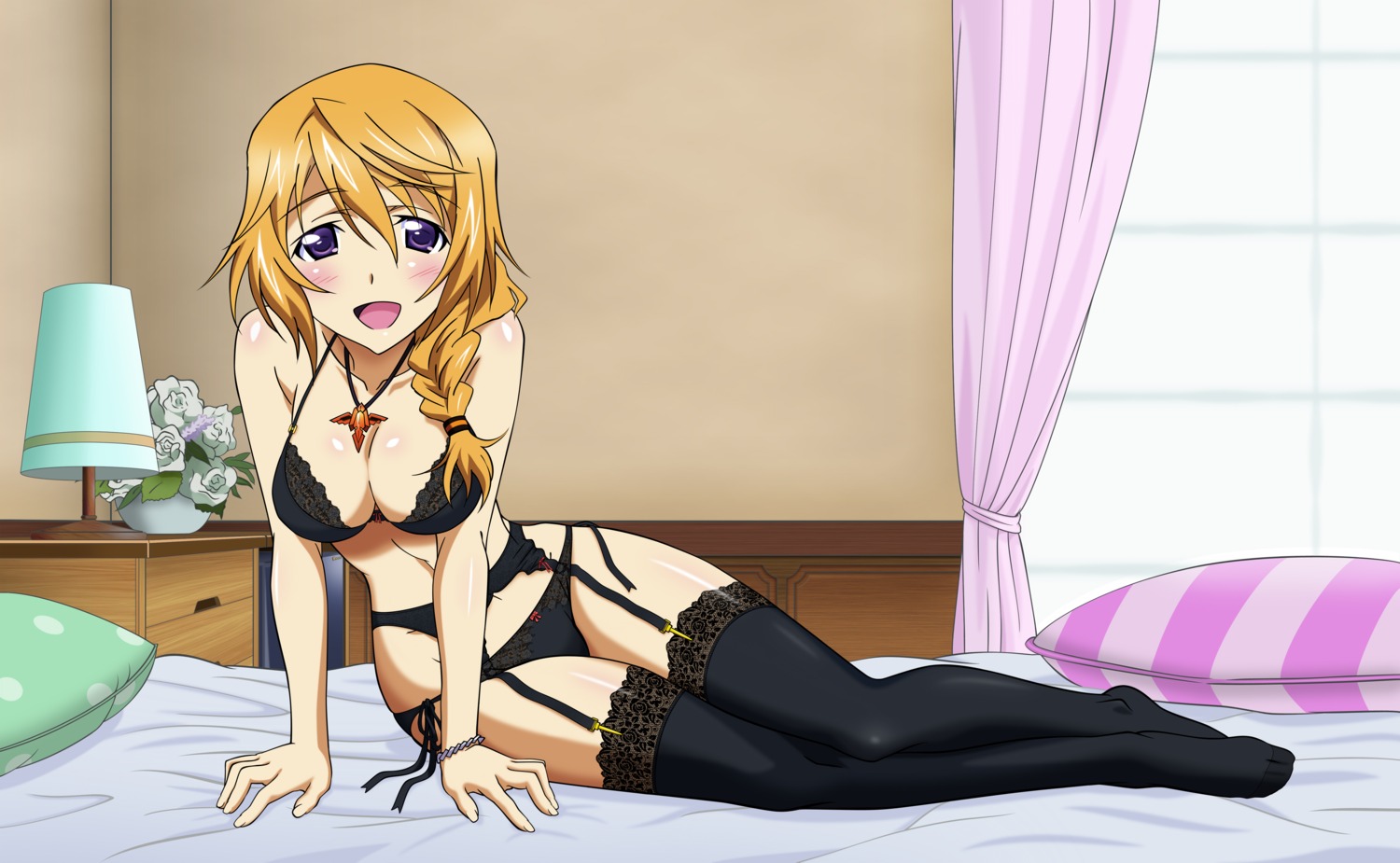 bra charlotte_dunois cleavage garter_belt infinite_stratos komito_yukiyo pantsu stockings thighhighs