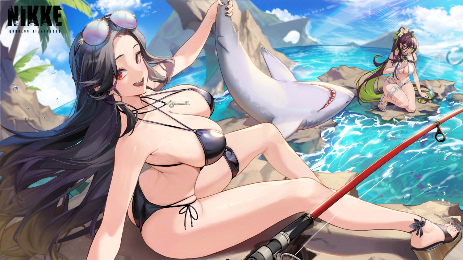 ass bikini f.k_(hs225kr) garter guilty_(nikke) maiden_(nikke) megane nikke_the_goddess_of_victory swimsuits