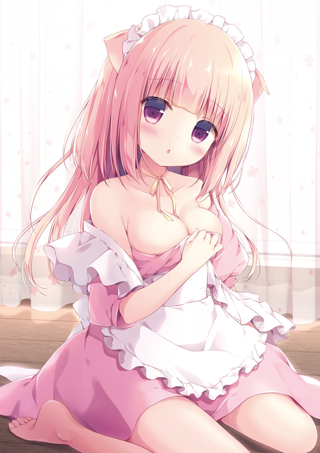 animal_ears breast_hold maid miyasaka_naco no_bra open_shirt rowa_(canvas+garden)