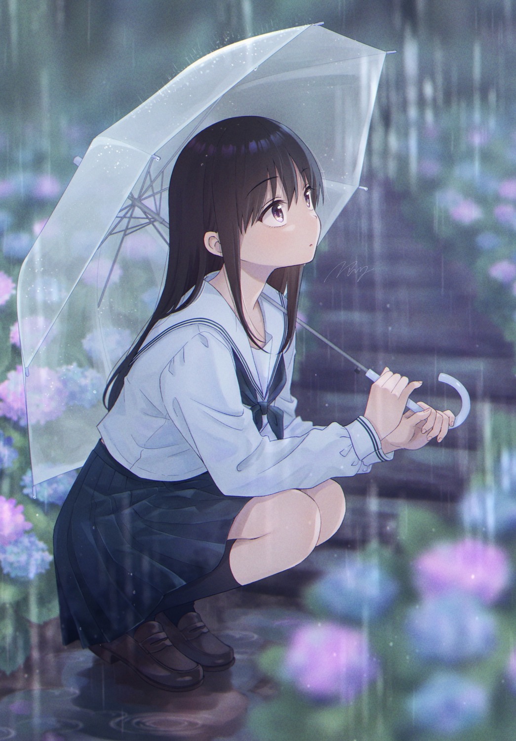 isshokuitaru seifuku umbrella wet